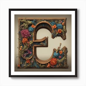 The Lettter D Made From An Intricately Painted Wooden Frame With Colorful Wood And Flowers, In Th (2) Art Print