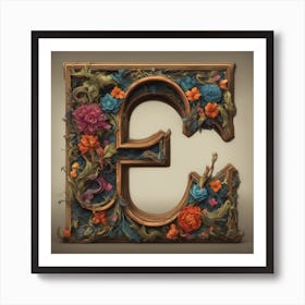 The Lettter D Made From An Intricately Painted Wooden Frame With Colorful Wood And Flowers, In Th (2) Affiche