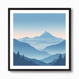 Misty mountains background in blue tone 19 Art Print