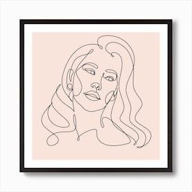 Line art woman Art Print