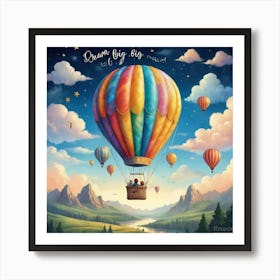 Dream Big Hot Air Balloon Inspirational Quote For Kids 1 2 Art Print