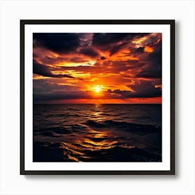 Sunset Over The Ocean 2 Art Print