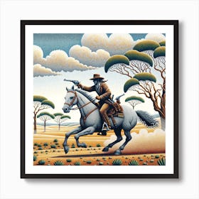 Cowboy On Horseback Art Print