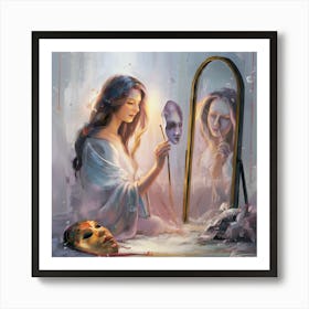 Woman In A Mirror 1 Art Print