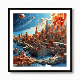 Cityscape In 3d Art Print