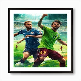 Soccer Players In Action Art Print