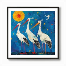Storks In A Sunny Day Art Print