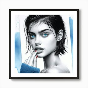 Portrait Of A Woman With Blue Eyes 1 Art Print