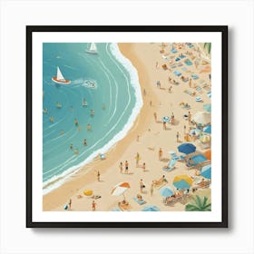 Illustration Of A Beach Scene 7 Art Print