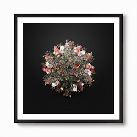 Vintage Flame Lily Flower Wreath on Wrought Iron Black n.1476 Art Print