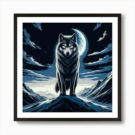 Wolf Mountain Moonlight Art Print