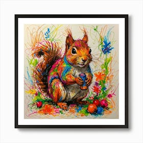 Squirrel With Candy Art Print