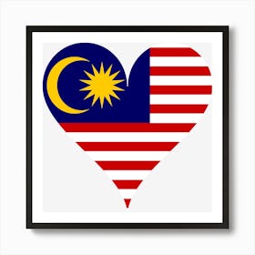 Heart Love Malaysia Asia South East Asia Flag Coat Of Arms Crescent Moon Art Print