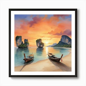 Sunset In Krabi Thailand Art Print 2 Art Print