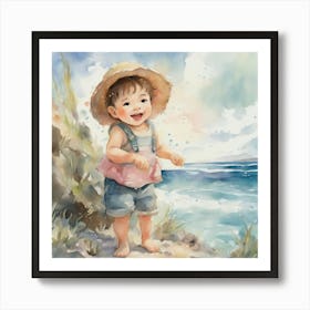 Little Girl At The Beach Art Print