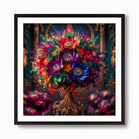 Baroque Brilliance: A Kaleidoscope of Mechanical Blooms Art Print