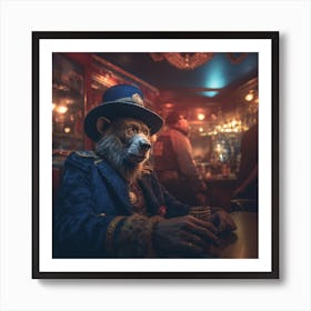 Bear In A Bar Art Print