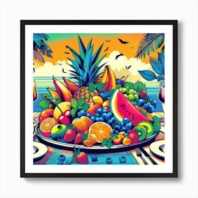 A colourful fruits, Pop Art 3 Art Print