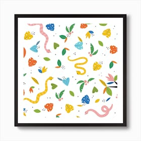 Jungle Snakes - White Art Print