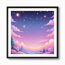 Sky With Twinkling Stars In Pastel Colors Square Composition 83 Art Print