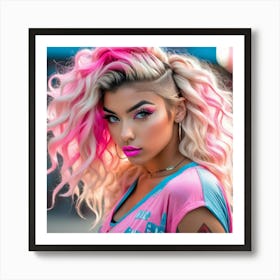 Pink Haired Girl vx Art Print