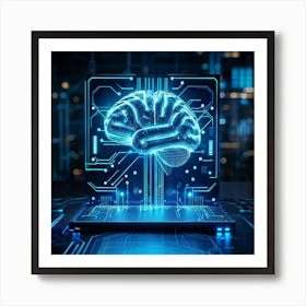 Abstract Illustration Of A Human Brain Replete With Circuit Lines And Integrated Chips Elements Rep 2 1 Art Print