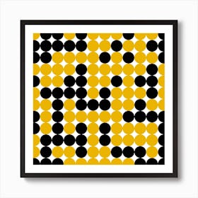 Yellow And Black Dots Art Print