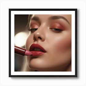 Woman Applying Lipstick Art Print