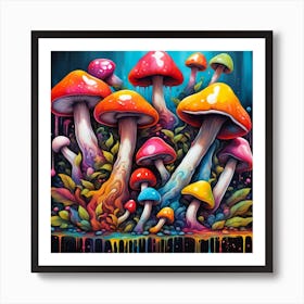 Colorful Mushrooms Art Print