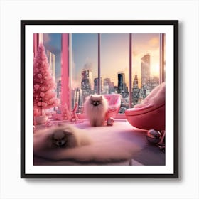 One Black Pomeranian One Brown Pomeranian Large L 9ff80cef A3d6 4e33 85b6 96d14531a5df Art Print