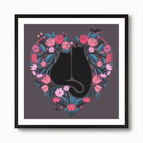 I Heart Cats And Plants Art Print