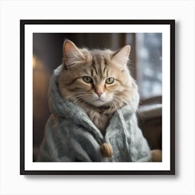 Cat In A Robe Poster