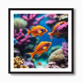 Photo Multi Colored Fish Swimming In A Vibrant Coral Reef Generative 0 Art Print