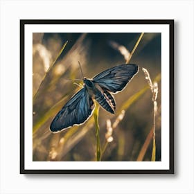 Moth On Grass Art Print