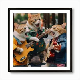 Cats Playing Guitar 1 Art Print