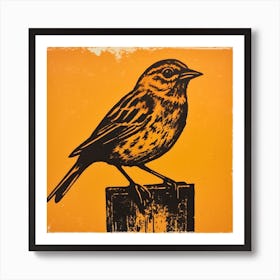 Retro Bird Lithograph Yellowhammer 3 Art Print