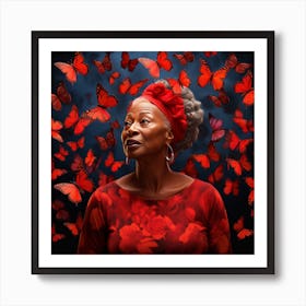Woman Surrounded By Butterflies 1 Art Print