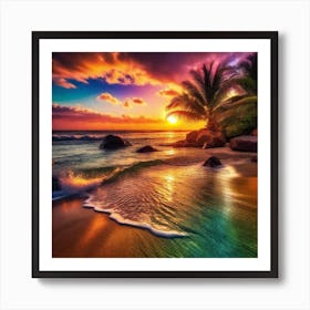 Sunset On The Beach 151 Art Print