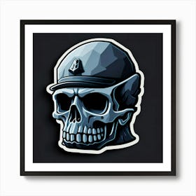 Skull Sticker With A Cap Silver (24) Art Print