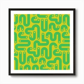 JELLY BEANS Squiggly New Wave Postmodern Abstract 1980s Geometric with Dots in Kelly Green on Lime Green Art Print