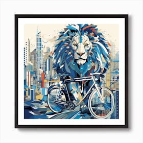 Lion On A Bike Art Print