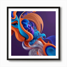 Default Abstract Digital Artwork Fluid Shapes In Vibrant Blues 1 Art Print