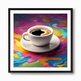 Coffee Cup On A Colorful Background Art Print