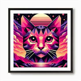 Cinders Low Poly Cat Art Print