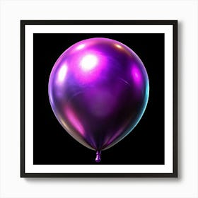 Iridescent Purple Balloon On Black Background Art Print