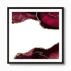 Burgundy & Gold Agate Texture 29 Art Print