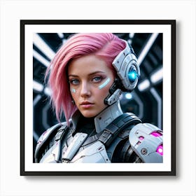 Futuristic Girl With Pink Hair 3 Art Print