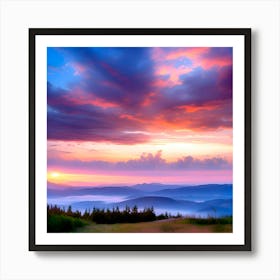 Sunset In The Mountains Art Print