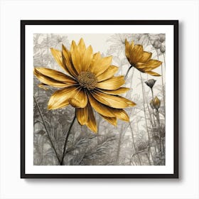 Gold Daisies Art Print