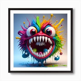 Leonardo Diffusion A 3d Hd Rainbow Splash Art Monster Face Bi 0 Art Print